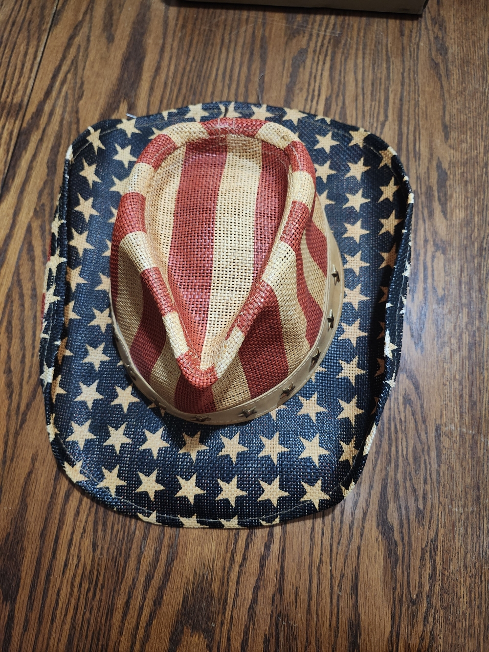 American Flag Straw Cowboy Hat - Patriotic Red, White & Blue